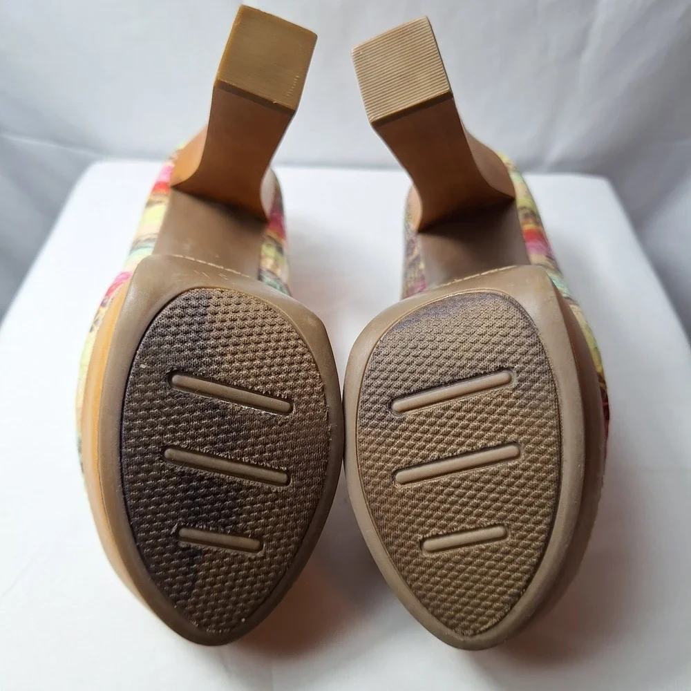 ZIGI SOHO Jaclyn Platform Heel Sz 7 Multi Snakeskin Embossed Wooden Chunky READ
